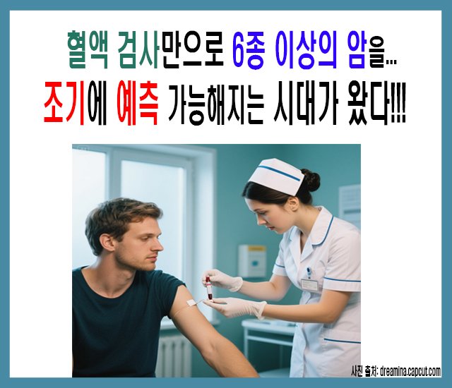 [의료 #10] 혈액 검사만으로 6종 이상의 암을 조기에 예측 가능해지는 시대가 왔다..jpg